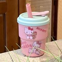 ราคา แก้วน้ำพลาสติก มีฝาปิด มีหลอด มีสติกเกอร์ตกแต่งลาย (22216194404)