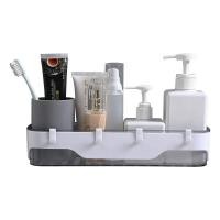 ราคา ชั้นวางของ ติดผนัง ใสใส ทูโทน ชั้นวางของในห้องน้ำ พร้อมตะขอแขวน4ตะขอ ชั้นวางของพลาสติกอเนกประสงค์ ติดผนัง (9444528017)