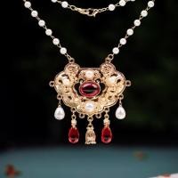 ราคา NCUMBE สร้อยคอแบบโซ่ สร้อยคอ Hanfu โบราณ ดอกไม้ประดับดอกไม้ สไตล์จีนจีน Ruyi Pearl Choker ของเก่าแบบโบราณ กระดิ่งมีกระดิ่ง จี้ล็อคอายุยืน อุปกรณ์เสริม Hanfu (22136735548)