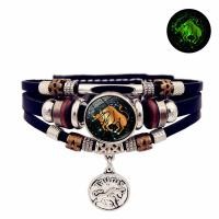 ราคา ใหม่ส่องสว่าง12ราศีสัญญาณกลุ่มดาวสร้อยข้อมือสำหรับผู้หญิงผู้ชายสีดำถักหนังหลายสร้อยข้อมือเสน่ห์พังก์เครื่องประดับ SEOULGLOW (21117253890)