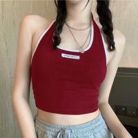 ราคา Chalangna เสื้อครอป เสื้อยืดผู้หญิง เสื้อผ้าแฟชั่น แบบสวมคล้องคอ ตัดขอบ ปักลายด้านหน้า มีหลากสี รุ่นE004 (9747688244)