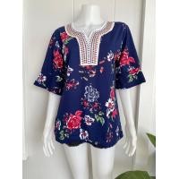 ราคา เสื้อคอวีแขนระบาย อก44 นิ้ว (22494416153)