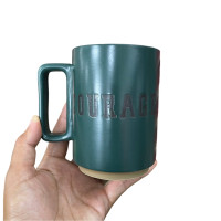 ราคา แก้วเซรามิค แก้วสีเขียวทูโทนสวยๆ แก้วน้ำ แก้วชา แก้วกาแฟมีหูจับ (21394717259)