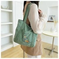 ราคา B177 กระเป๋าสะพายผ้าลูกฟูกสะพายไหล่ มาใหม่ มีซิป (22359447530)