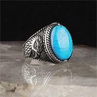 ราคา แหวนเครื่องประดับผู้ชายแฟชั่นเหล็กไทเทเนียมรูปนกอินทรีโบราณตาเสือเทอร์ควอยซ์3เพชรพลอยมีสี (21428813367)