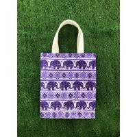 ราคา กระเป๋าผ้าลายช้าง ถุงผ้าลดโลกร้อน ของฝาก ของชำร่วย งานทำมือ ขนาด23x24cm (21712709240)