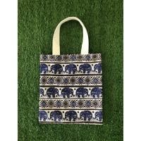 ราคา กระเป๋าผ้าลายช้าง ถุงผ้าลดโลกร้อน ของฝาก ของชำร่วย งานทำมือ ขนาด23x24cm (22293629915)