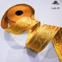 ราคา ริบบิ้นปักลายทอง ริบบิ้นผ้าปักลาย ริบบิ้น ริบบิ้นปักลายสี ริบบิ้นขอบทอง ขนาด1 5นิ้ว เลือกความยาวริบบิ้นได้ตามต้องการ เนื้อดี สีสวย (22588025315)