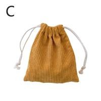 ราคา Stylish Drawstring Corduroy Storage Bag With Pocket For Makeup Ideal More (22429885705)