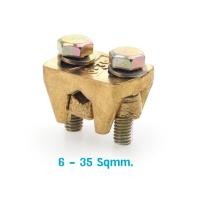 ราคา ยูแคล้มป์ทองเหลืองแคล้มทองเหลือง จับ สายไฟ ทองเหลือง 2 สกรู U Clamp 2 Screws ขนาด 6 3550 7095 120 Sqmm (21499781235)