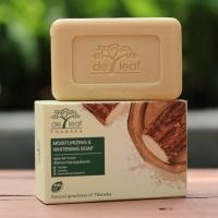 ราคา สบู่เดอลีฟ สูตรทานาคาและสูตรทับทิม Deleaf Thanaka เดอลีฟ ทานาคา มอยส์เจอไรซิ่ง โซป พอมิกราเนท เอจเลส โกลว์ โซป 100g (13931336904)