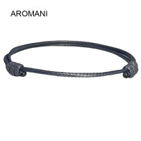 ราคา Aromani กำไลเชือกหนังแกะเคลือบขี้ผึ้งสีดำแบบเรียบสร้อยข้อมือ Lucky สายสีดำปรับได้สำหรับผู้ชายผู้หญิงเด็กผู้ชายเด็กผู้หญิง (17922606581)