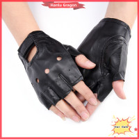 ราคา Hanlu ถุงมือสตรีของผู้ชายถุงมือครึ่งนิ้ว PU หนังสีดำขี่มอเตอร์ไซค์ (21347831824)