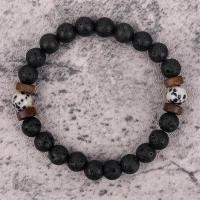 ราคา สร้อยข้อมือลูกปัดแฟชั่น8มม ลูกปัดพลอยสีน้ำเงินธรรมชาติหินหินลาวาภูเขาไฟลูกปัดไม้สร้อยข้อมือผู้ชาย (21364769354)