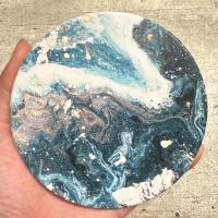 ราคา มีกล่องทุกชิ้น จานรองแก้ว แผ่นหินรองแก้ว ที่รองแก้ว ลายน้ำ หินอ่อน (20047749754)