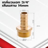 ราคา ข้อต่อทองเหลืองเกลียวนอกเสียบสาย ข้อต่อตรงหางปลาไหลทองเหลือง เกลียวนอกทองเหลือง1หุน 1นิ้ว 4 32มิล (22090423369)