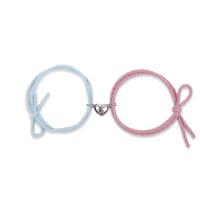 ราคา สายรัดข้อมือแม่เหล็ก2ชิ้นสำหรับคู่รักชายหญิงสร้อยข้อมือคู่แบบยางปรับได้สำหรับคู่รัก (22372977701)