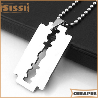 ราคา Sissi จี้ใบมีดมีดโกนเหล็กสแตนเลสสุดโปรดของผู้ชายสร้อยคอโซ่บอลแฟชั่นขายดี (21432609980)
