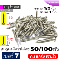 ราคา สกรูเกลียวปล่อย เบอร์ 7 ยาว 1 2นิ้ว 1นิ้ว 50 100 ตัว คม แกร่ง เจาะไว สกรูดรายวอลล์ สกรูยิงฝ้าขน สกรูเกลียวปล่อยหัวบัททอน ตะปูเกลียว (22410388966)