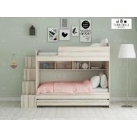 ราคา เตียงไม้2ชั้น พร้อมถาดสไลด์ 3 5 ฟุต บันไดกล่องเปิดข้าง (21402812666)