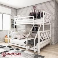 ราคา เตียงเหล็กสองชั้น 5 3 5ฟุต รุ่น Hybrid พื้นเตี้ย บันไดสไลด์ข้าง (21407052841)