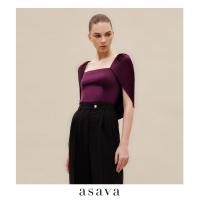 ราคา asava ss24 Tatiana Cape sleeve Blouse เสื้อผู้หญิง แขนเคป คอเหลี่ยม แขนสั้น แต่งดีเทลหลังถ่วง ซิปหลัง (22155318627)