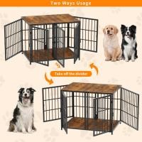 ราคา BingoPaw กรงสุนัข แบบกรงสุนัขใหญ่ 90x62x68 5cm หน้าท็อปไม้ เหล็กเคลือบผิว Heavy Duty Wooden Dog Crate Furniture Side Table Style Sturdy Iron Metal Crate Frame Double Doors with Tray (21186346387)
