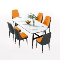 ราคา ชุดโต๊ะรับประทานอาหารหรูหราแสงแผงหินอ่อนสีดำ สีขาวที่นั่งสบาย 4 6 ที่นั่งสไตล์นอร์ดิก (22564146478)