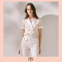 ราคา asv rs24 Claudia Cropped Blouse เสื้อผู้หญิง ทรงครอปครึ่งตัว แขนสั้น แต่งกระดุมคู่ด้านหน้า เอวยางยืด (21356985319)