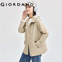 ราคา GIORDANO Women Jackets Drawstring Waist Hooded Windbreakers Zip Front Windproof Simple Basic Fashion Casual Jackets 13374841 (22815355218)