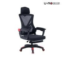 ราคา U RO DECOR เก้าอี้เกมส์ปรับนอนได้และมีที่รองขา รุ่น THUNDER ธันเดอร์ สีดำ แดง RECLINER GAMING CHAIR WITH FOOTREST (21399449560)