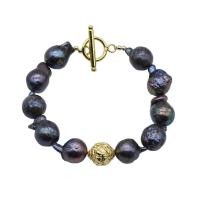 ราคา สร้อยข้อมือผู้หญิงสไตล์บาร็อคสีดำสร้อยข้อมือไข่มุกชุบทองวินเทจเครื่องประดับบอลทำด้วยมือ (22091533760)