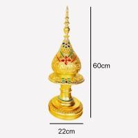 ราคา พานพุ่ม พานพุ่มไม้ พานพุ่มแกะสลัก แต่งเส้นปิดทอง ตกแต่งด้วยกระจกหลากสี สามารถใช้ในพิธีไหว้ครู ตกแต่งรีสอร์ท โรงแรม (21636641088)