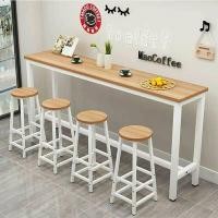 ราคา โต๊ะบาร์ไม้ทรงสูง โต๊ะบาร์คาเฟ่ โต๊ะบาร์ตกแต่งร้าน ขาเหล็กแข็งเเรงทรงสูง มี 2 สี เฉพาะโต๊ะ (12877708953)