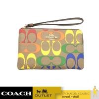 ราคา ของแท้ กระเป๋าสตางค์คล้องมือ COACH C9945 CORNER ZIP WRISTLET IN RAINBOW SIGNATURE CANVAS IME7V (17133894274)