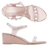 ราคา Holster Halo Wedge Clear Rose Glitter HST466CROG รองเท้าแตะส้นสูง (22434428158)