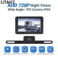 ราคา Wireless Backup Camera 4 3 Inch Rear View Monitor Kit With License Plate Frame Rear View Camera IP69 Waterproof (20615885092)