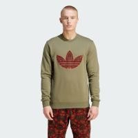 ราคา adidas ไลฟ์สไตล์ เสื้อวอร์มคอกลมผ้าลูกฟูก Appliqué ผู้ชาย สีเขียว IS5272 (22439712595)