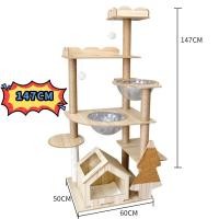 ราคา พร้อมส่งจากไทย Petcare คอนโดแมว Cat tree คอนโดแมวไม้ บ้านแมว เสาลับเล็บ ขนาดใหญ่ ของเล่นแมว ขนาดใหญ่ คอนโดแมวขนาดใหญ่ สูง 131CM (22779984904)