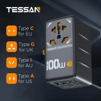 ราคา TESSAN Universal Travel Adapter 100W GaN Fast Charge หัวแปลงปลั๊กไฟ มาพร้อม ช่อง USB C และ USB A ปลั๊กจีน ปลั๊กญี่ปุ่น ท่องเที่ยวฮ่องกง (22334790435)
