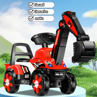 ราคา Beige รถไฟฟ้าเด็ก รถขาไถ รถแมคโคร คันใหญ่ มีเสียงมีไฟ พร้อมรีโมท มีตระกร้าด้านหลัง มีด้ามเข็น (22643352098)