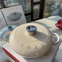 ราคา ใหม่ Smeg Collection หม้อ 26 ซม สีครีม หม้อเหล็กหล่อหม้อ Cast iron braiser หม้อต้มเหล็กหล่อเคลือบ (22344419335)