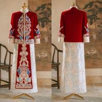 ราคา ขนาดใหญ่ขนาดสไตล์จีนงานแต่งงานเจ้าบ่าว ชุดสูท หนัก งานปัก สีดำ มังกรและฟีนิกซ์ เสื้อแจ็คเก็ต ผ้าสักหลาดลายงานแต่งงานเยาวชน (22050877707)