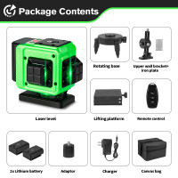 ราคา ส่งของจากไทย เลเซอร์ระดับ เครื่องวัดระดับเลเซอร์ 12 เส้น ปรับระดับอัตโนมัติ 360 พร้อมรีโมตคอนโทรล เครื่องวัดระดับเลเซอร์สีเขียวแบบปรับได้ระดับมืออาชีพพร้อมจอแสดงผลแบบดิจิทัล (22576846692)