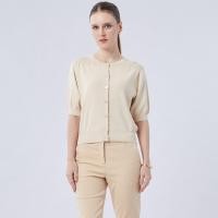 ราคา ESPADA เสื้อคาร์ดิแกนนิตแขนสั้น ผู้หญิง สีเบจ Short Sleeve Knit Cardigan 04862 (22555483545)