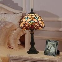 ราคา Dia 20cm Tiffany Table Lights AC85 265V Aolly Base Bedroom Vintage Lighting Retro Stained Glass Table Lamp E27 Bulb (21419779575)