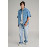 ราคา Mc jeans เสื้อเชิ้ตโอเวอร์ไซส์ ผู้ชาย เสื้อเชิ้ตแขนสั้น สียีนส์ฟอกอ่อน MSSZ245 (22734016430)