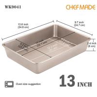 ราคา เชฟเมดแชมเปญโกลด์13นิ้วแบบไม่ติดปีกย่างพิซซ่าเค้กสี่เหลี่ยมลึกปลาย่าง WK9041แม่พิมพ์อบขนมถาดอบ (21981273926)