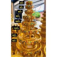 ราคา สวยตรงปก ขันโตก พานขันโตก ขันโตกไม้ ขันโตกปิดทอง ขันโตกสีทองลายบัวติดเพชร ขนาด 456810121416นิ้ว (21894051056)