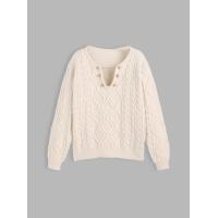 ราคา Cider Cable Knit Round Neck Chain Button Long Sleeve Top Knitwear Sale (21540665259)